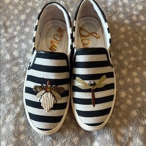 SAM. Black and White Striped Sneakers
